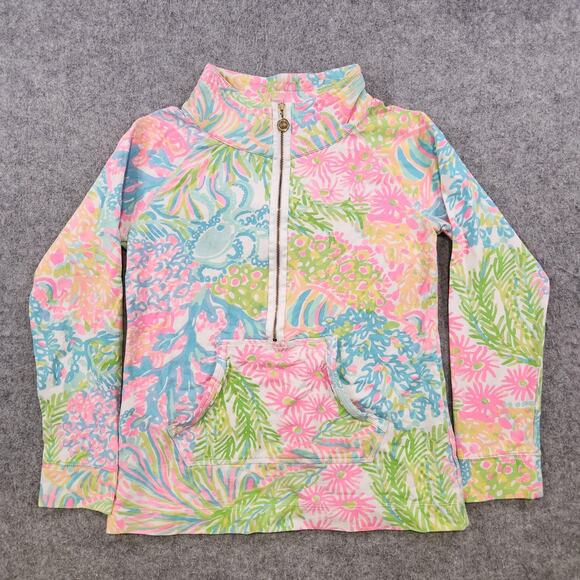 Lilly Pulitzer Skipper Popover Womens Small 1/2 Zip Coral UPF 50+ Sweatshirt - Picture 3 of 15